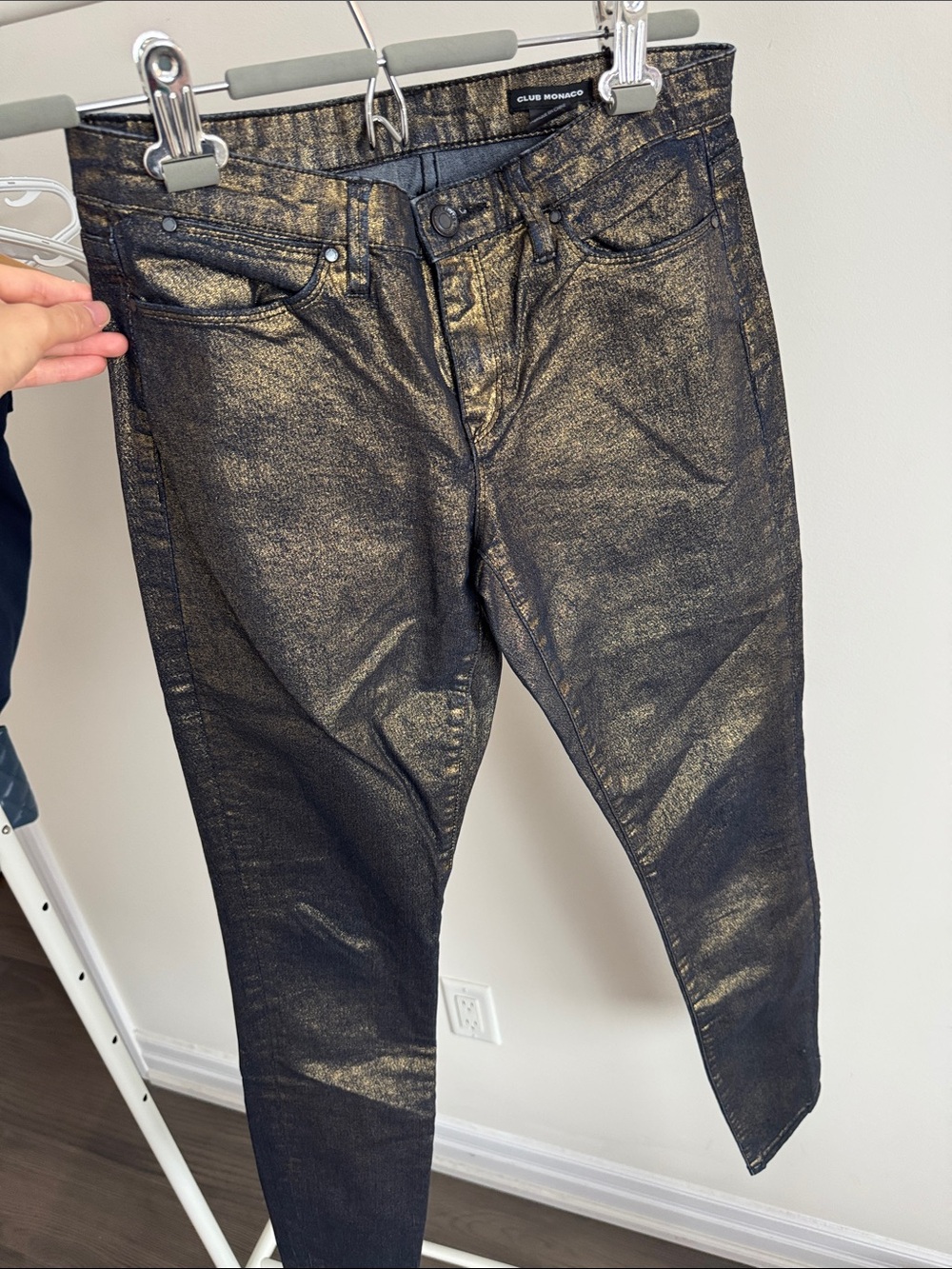 Club Monaco Metallic Black & Gold Jeans